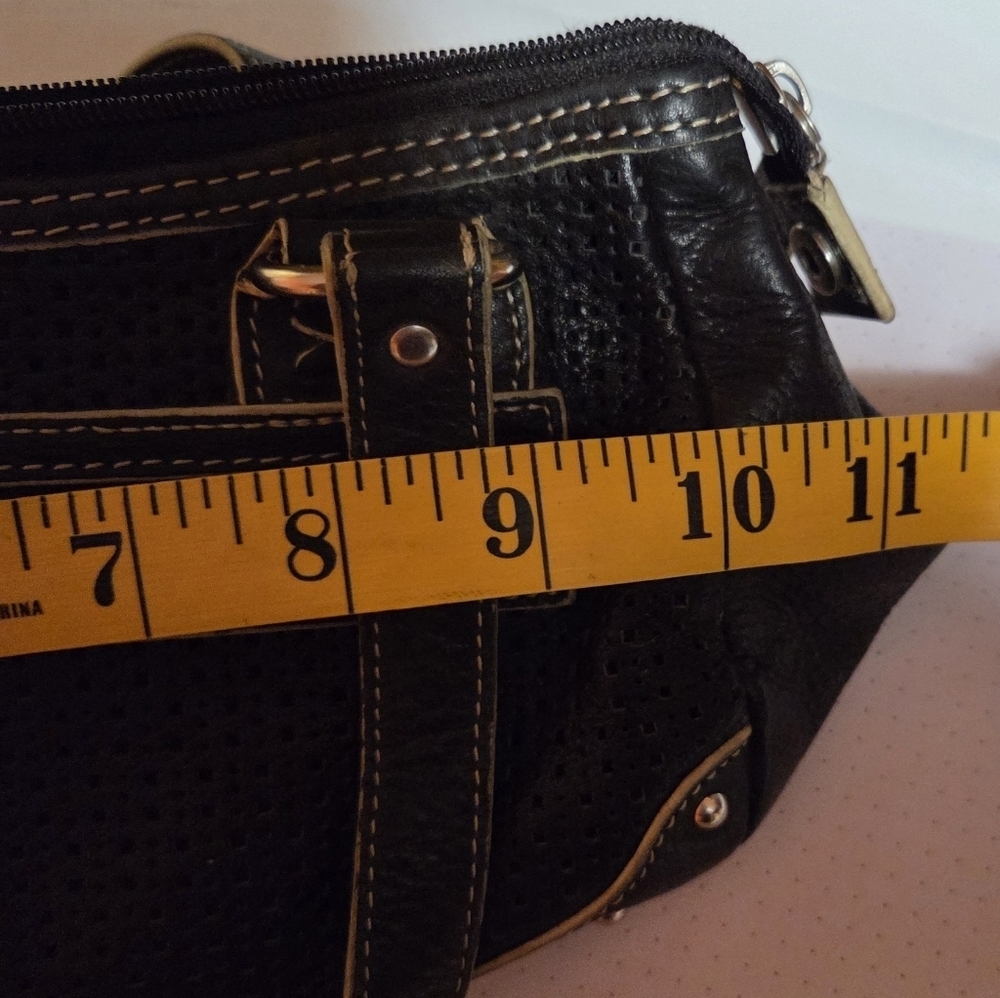 Vintage Fossil Y2K Black Leather Perforated Mini Bag - Picture 11 of 12